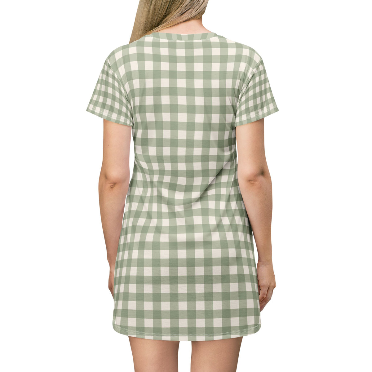Sage Gingham T-Shirt Dress