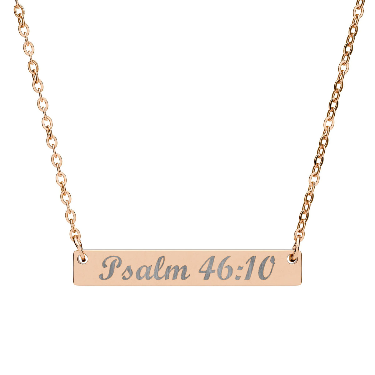 Psalm 46:10 Engraved Bar Necklace