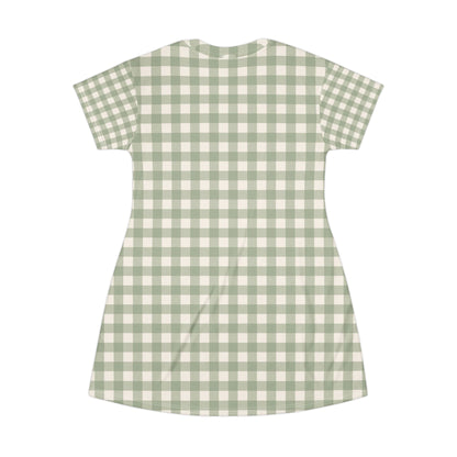 Sage Gingham T-Shirt Dress