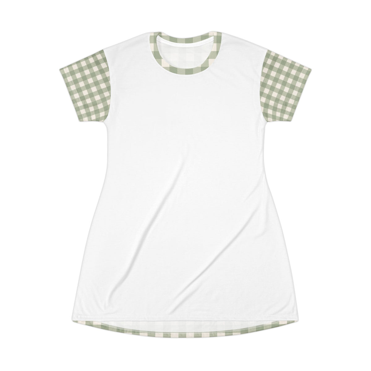 Sage Gingham T-Shirt Dress – cozy apparel from Little Baby Nest Co