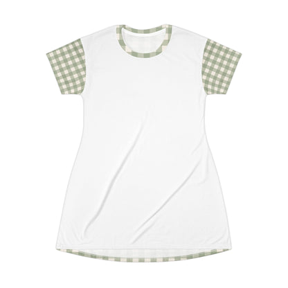 Sage Gingham T-Shirt Dress – cozy apparel from Little Baby Nest Co