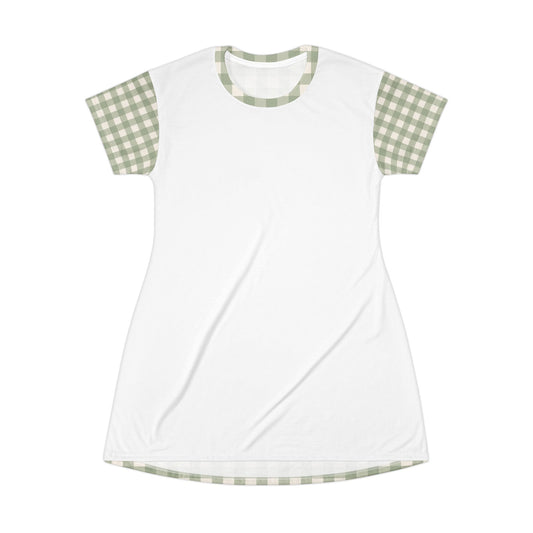 Sage Gingham T-Shirt Dress – cozy apparel from Little Baby Nest Co