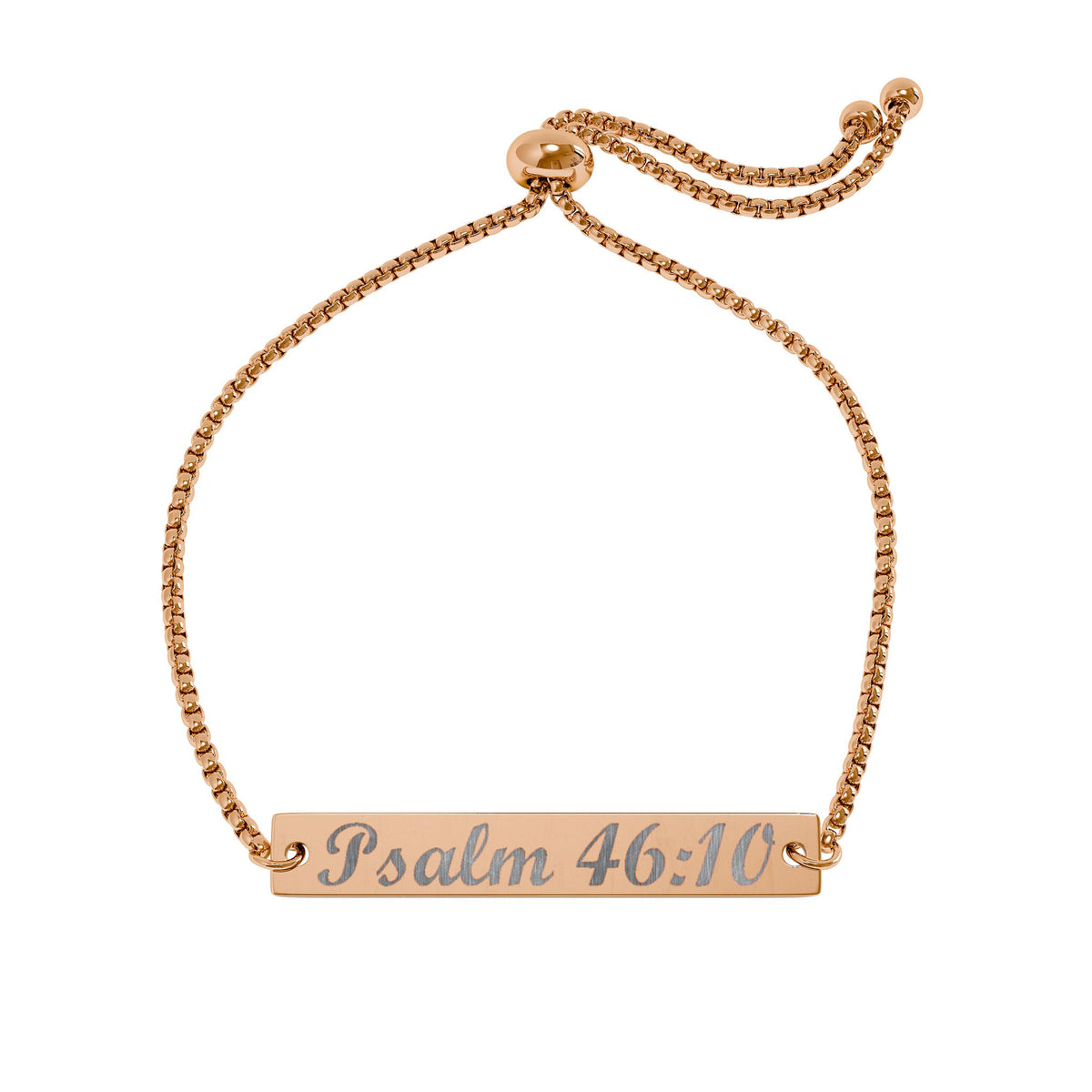 Psalm 46:10 Engraved Bar Bracelet – Christian engraved jewelry gift from Little Baby Nest Co