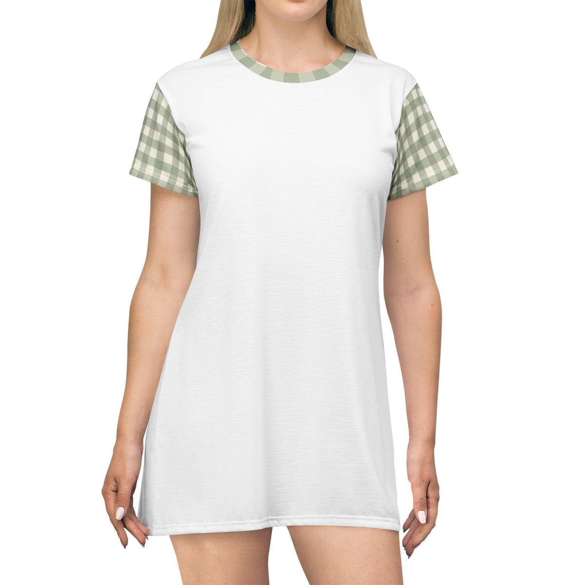 Sage Gingham T-Shirt Dress
