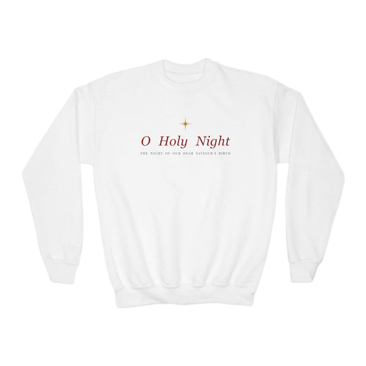 O Holy Night Crewneck | Youth – Christian cozy apparel from Little Baby Nest Co