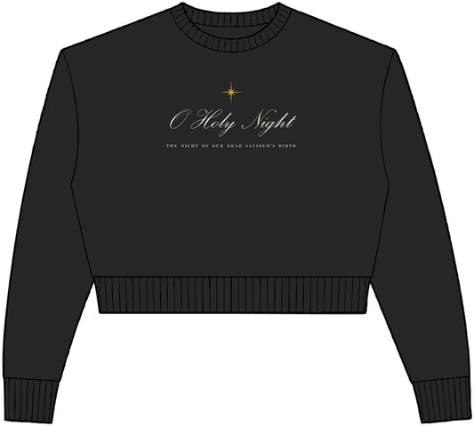 O Holy Night Crop Crewneck – Christian cozy apparel from Little Baby Nest Co