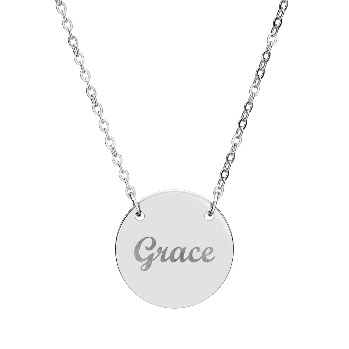 Grace Engraved Circle Necklace – Christian engraved jewelry gift from Little Baby Nest Co