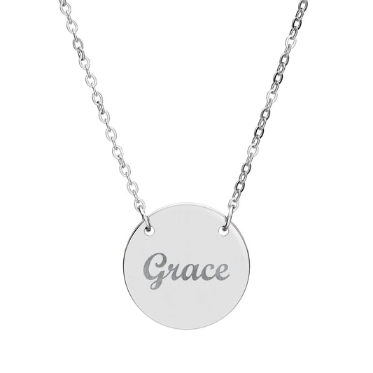 Grace Engraved Circle Necklace – Christian engraved jewelry gift from Little Baby Nest Co