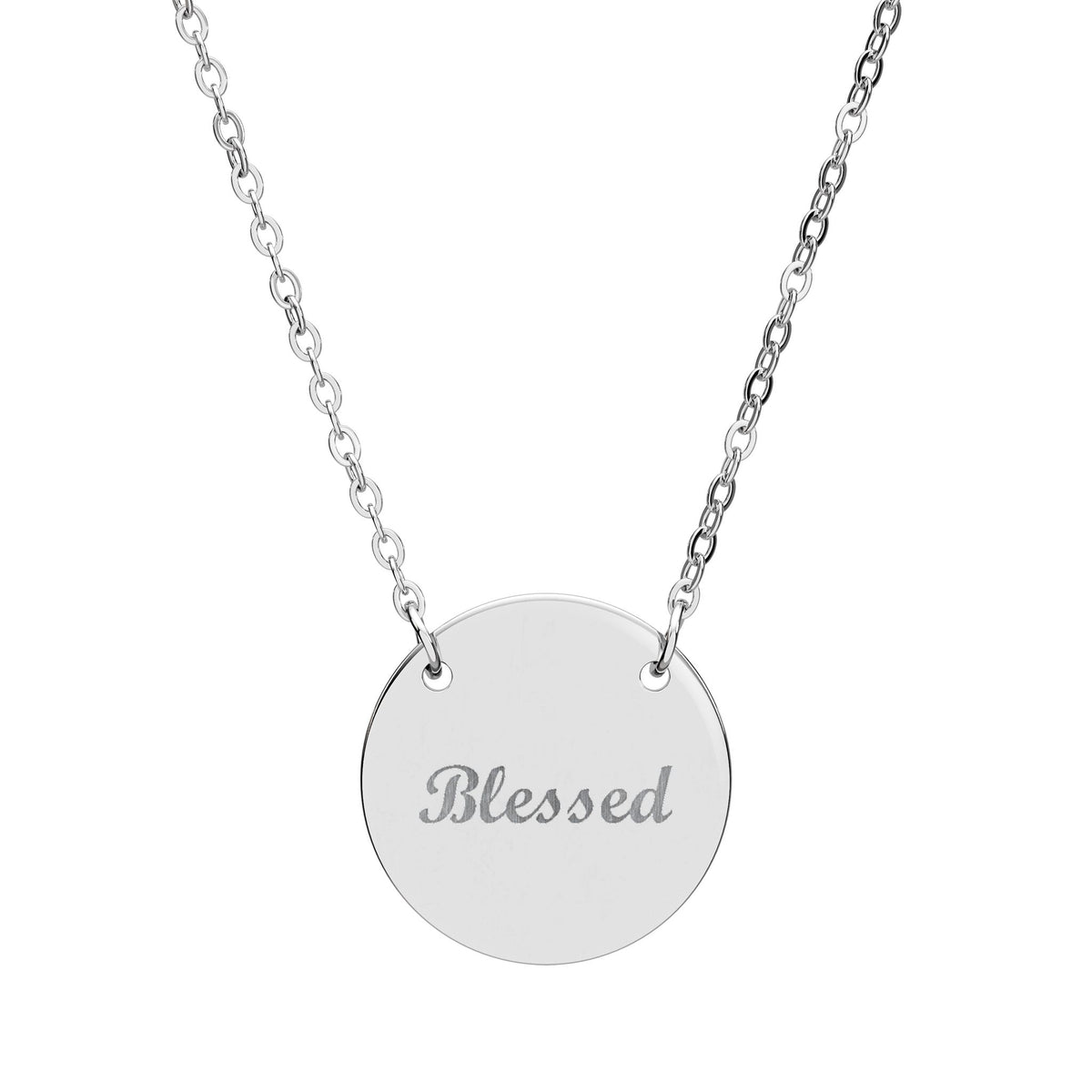 Blessed Engraved Circle Necklace – Christian engraved jewelry gift from Little Baby Nest Co