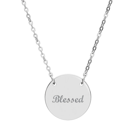 Blessed Engraved Circle Necklace – Christian engraved jewelry gift from Little Baby Nest Co