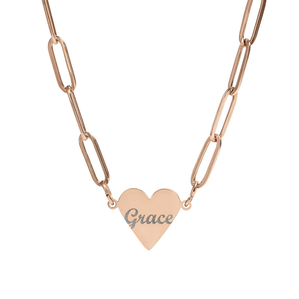 Grace Paperclip Heart Necklace – Christian engraved jewelry gift from Little Baby Nest Co