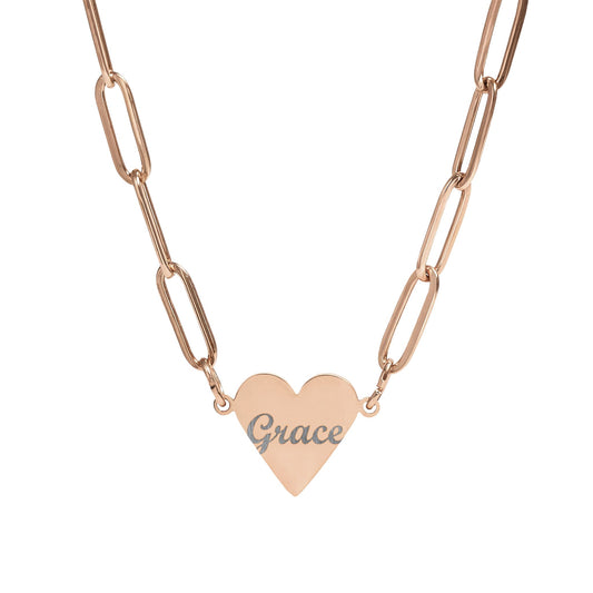 Grace Paperclip Heart Necklace – Christian engraved jewelry gift from Little Baby Nest Co