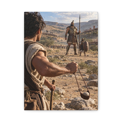 David and Goliath – Christian Biblical fine art canvas from Little Baby Nest Co