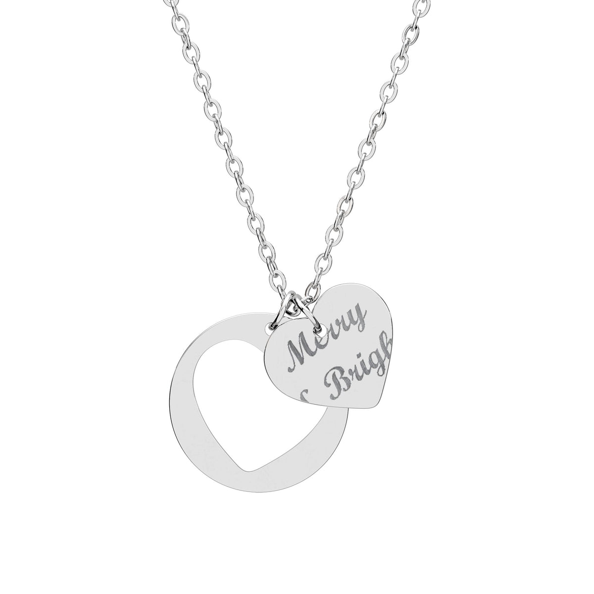 Merry and Bright Heart Necklace – Christian engraved jewelry gift from Little Baby Nest Co