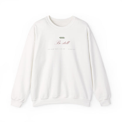 Be Still Crewneck Sweatshirt – Christian cozy apparel from Little Baby Nest Co