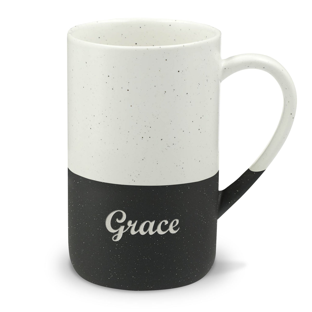 Grace Engraved Speckled Mug – Christian mug gift from Little Baby Nest Co