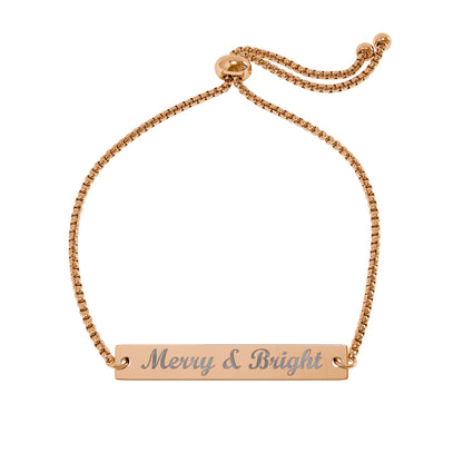 Merry and Bright Bar Bracelet – Christian engraved jewelry gift from Little Baby Nest Co