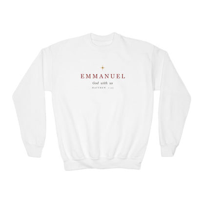 Emmanuel Crewneck | Youth – Christian cozy apparel from Little Baby Nest Co