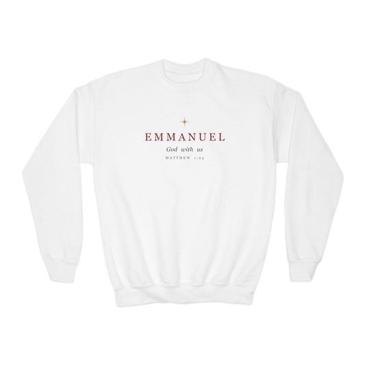Emmanuel Crewneck | Youth – Christian cozy apparel from Little Baby Nest Co