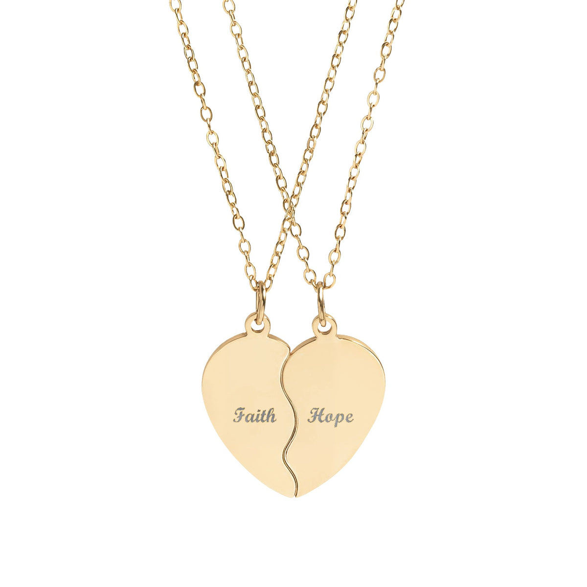 Faith and Hope Break Apart Necklace Set – Christian engraved jewelry gift from Little Baby Nest Co