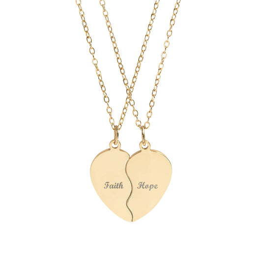 Faith and Hope Break Apart Necklace Set – Christian engraved jewelry gift from Little Baby Nest Co
