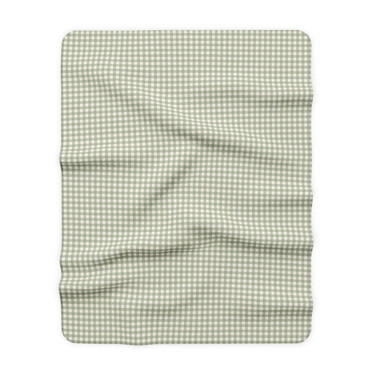 Sage Gingham Sherpa Blanket – cozy blanket from Little Baby Nest Co