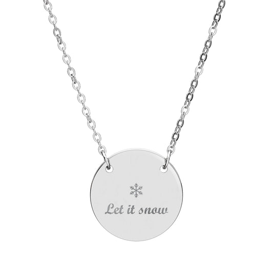 Let It Snow Circle Necklace – engraved jewelry gift from Little Baby Nest Co