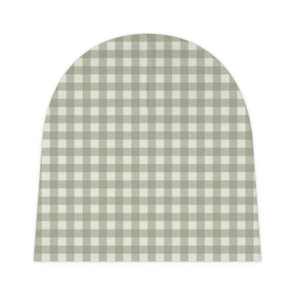 Sage Gingham Baby Beanie