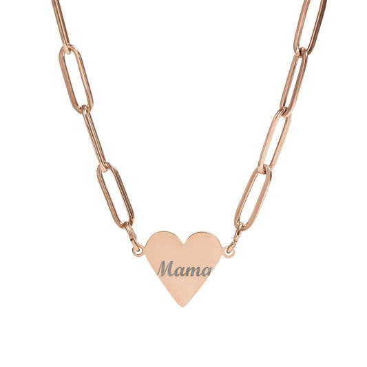 Mama Paperclip Heart Necklace – Christian engraved jewelry gift from Little Baby Nest Co