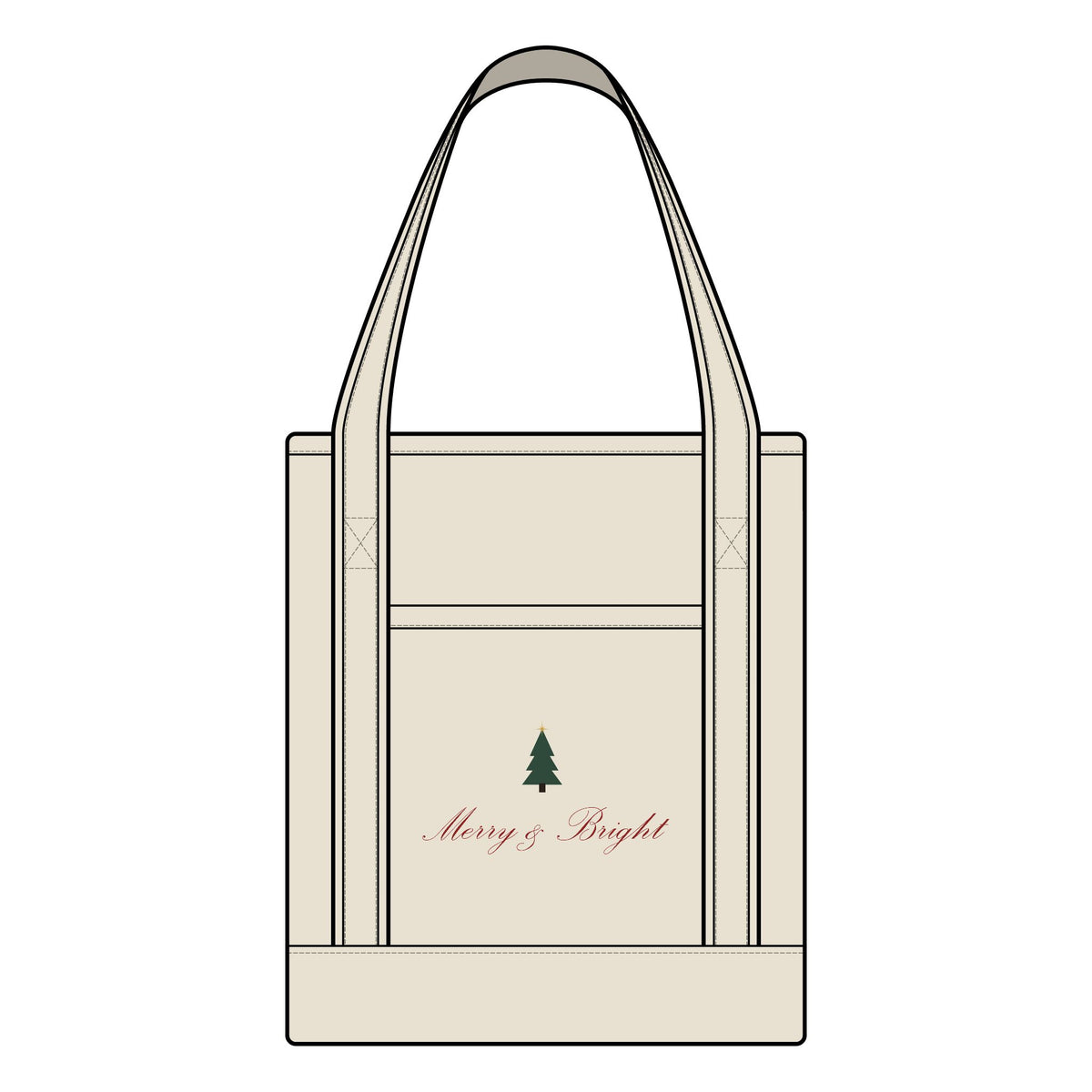 Merry and Bright Large Canvas Tote