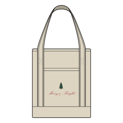 Merry and Bright Large Canvas Tote