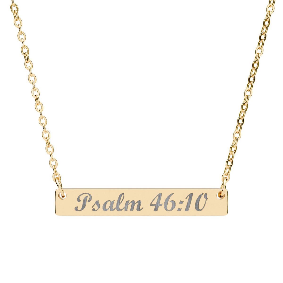 Psalm 46:10 Engraved Bar Necklace