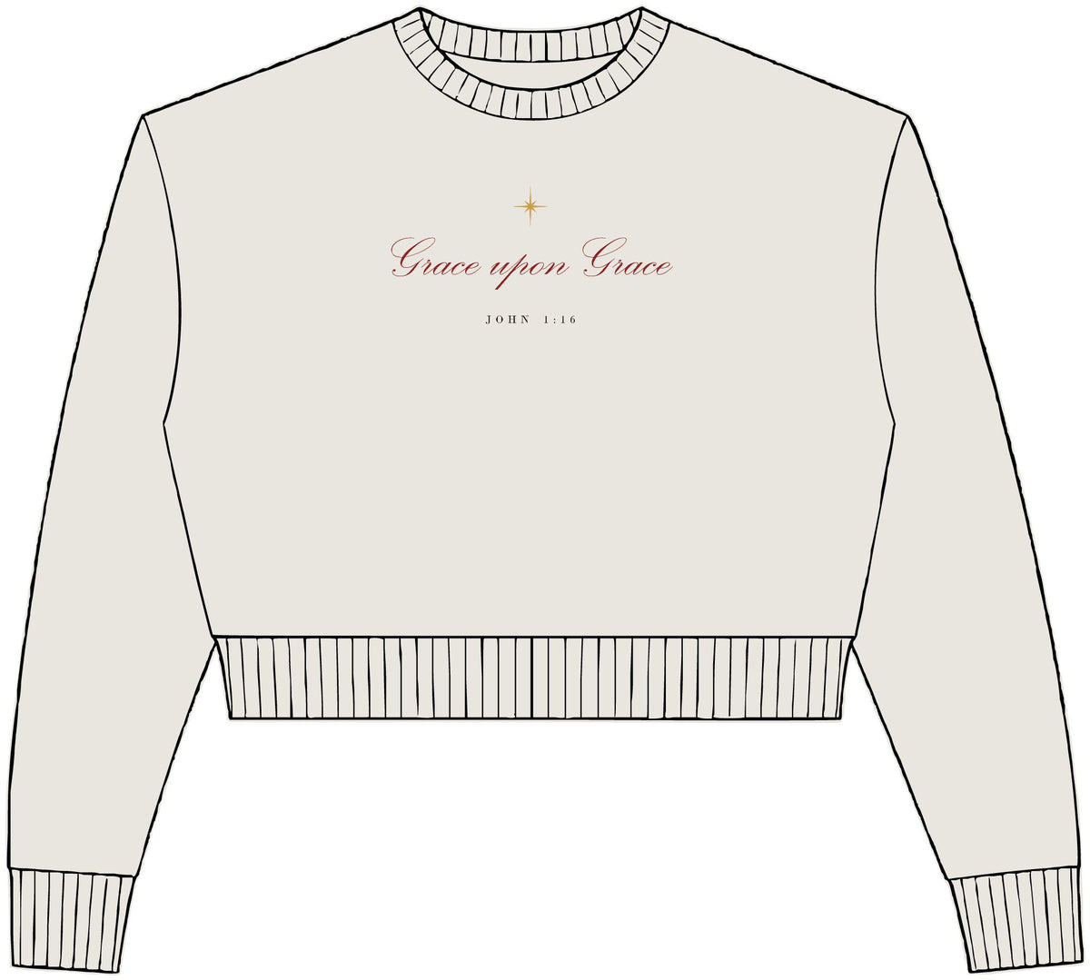 Grace Upon Grace Crop Crewneck – Christian cozy apparel from Little Baby Nest Co