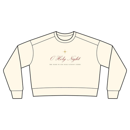 O Holy Night Garment-Dyed Crewneck – Christian cozy apparel from Little Baby Nest Co