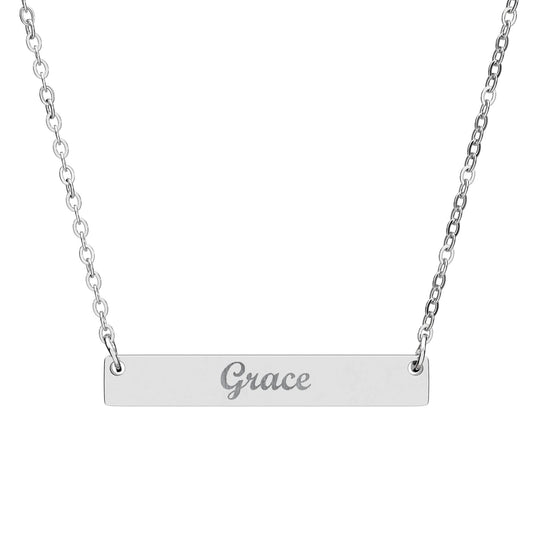 Grace Engraved Bar Necklace – Christian engraved jewelry gift from Little Baby Nest Co