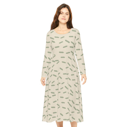 Olive Branch Long Sleeve Dress