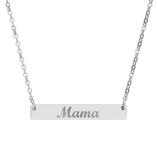 Mama Bar Necklace – Christian engraved jewelry gift from Little Baby Nest Co